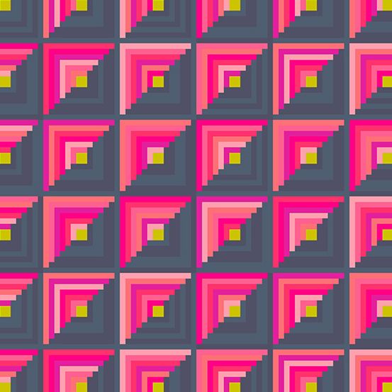 Handiwork Patchwork Sunset Pink Navy Alison Glass Log Cabin Quilt Geometric