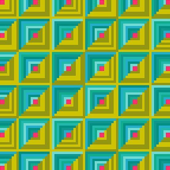 Handiwork Patchwork Ocean Green Blue Alison Glass Log Cabin Quilt Geometric