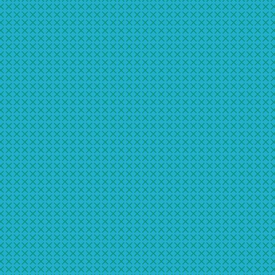 Handiwork Cross Stitch Teal Alison Glass Crosses Cotton Fabric