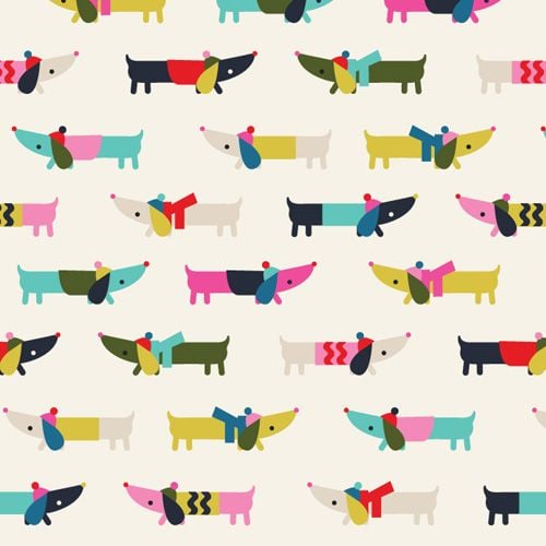 Dashwood Merry and Bright Sausage Dogs White Dachshund Dog Christmas Scarf