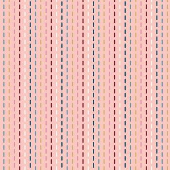 Blooms and Bobbins Stitches Pink Metallic Gold Stripes Sashiko Stitch Lines Sewing Theme Cotton Fabric
