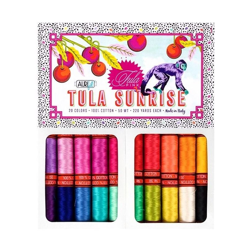 Tula Pink Sunrise Collection Aurifil Cotton Thread 20 Small 200m Spool Box