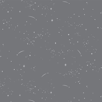 Lucky Charms Basics Shooting Stars Metallic Dove Gray Grey Constellation Star Figo Cotton Fabric