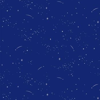 Lucky Charms Basics Shooting Stars Metallic Royal Blue Constellation Star Figo Cotton Fabric