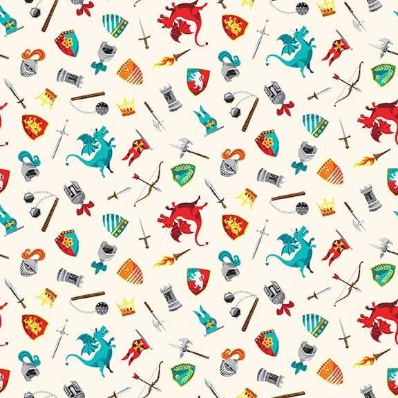 DESTASH 1m Length Dragonheart Scatter Cream Dragons Knight Sword Shield Med