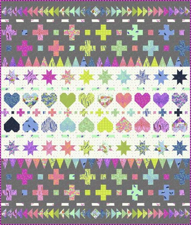 PRE-ORDER HomeMade Tula Pink Decorative Stitches Quilt Kit with Fabric and