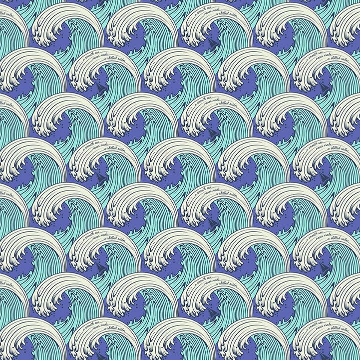 Tula Pink Zuma White Caps Waves Surf Sea Ocean Wave Aquamarine Cotton Fabri