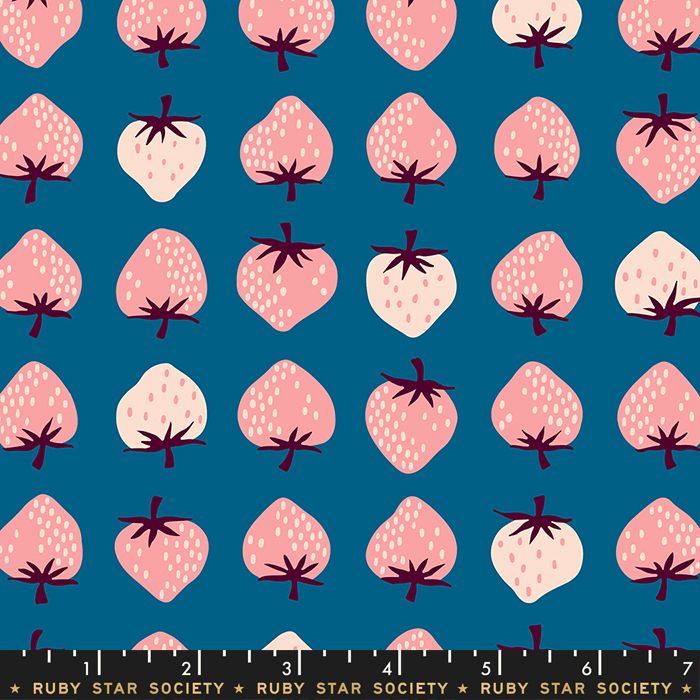 Darlings 2019 Strawberry Teal Strawberries Ruby Star Society Cotton Fabric