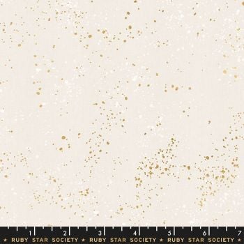 Speckled White Gold Metallic Gold Spatter Texture Ruby Star Society Cotton Fabric RS5027 14M