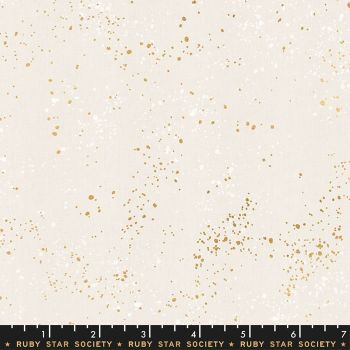 Speckled White Gold Metallic Gold Spatter Texture Ruby Star Society Cotton Fabric RS5027 14M