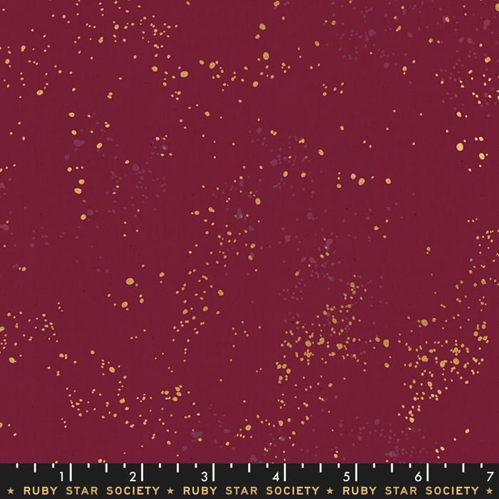 Speckled Wine Time Metallic Gold Spatter Texture Ruby Star Society Cotton F