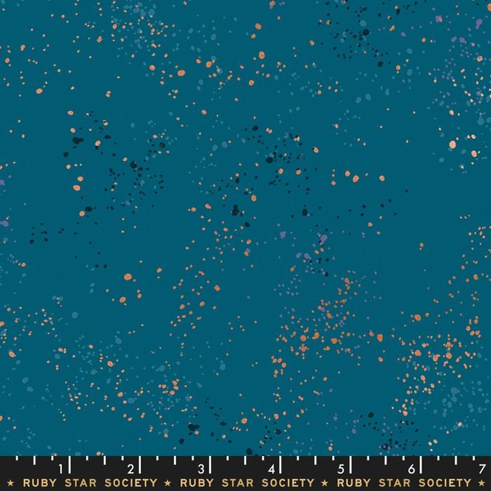 Speckled Teal Metallic Spatter Texture Ruby Star Society Cotton Fabric