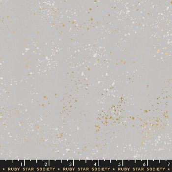 Speckled Dove Grey Metallic Gold Spatter Texture Ruby Star Society Cotton Fabric RS5027 59M