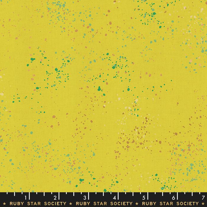 Speckled Citron Metallic Spatter Texture Ruby Star Society Cotton Fabric RS5027 65M