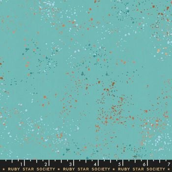 Speckled Turquoise Metallic Spatter Texture Ruby Star Society Cotton Fabric RS5027 72M