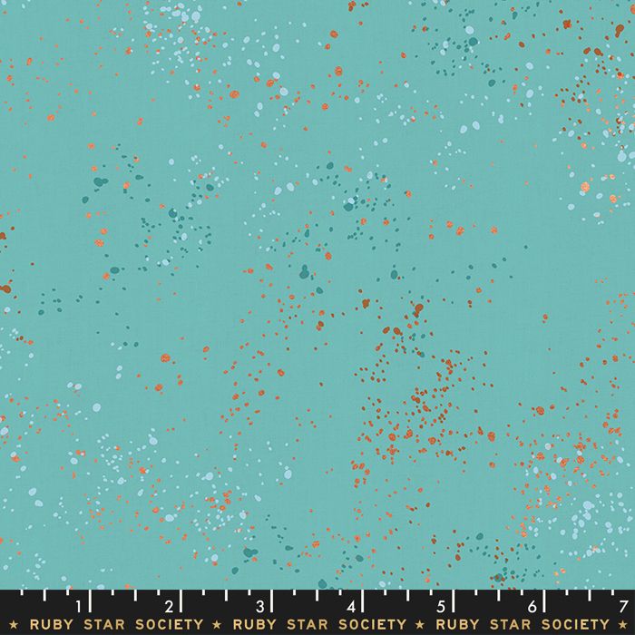 Speckled Turquoise Metallic Spatter Texture Ruby Star Society Cotton Fabric