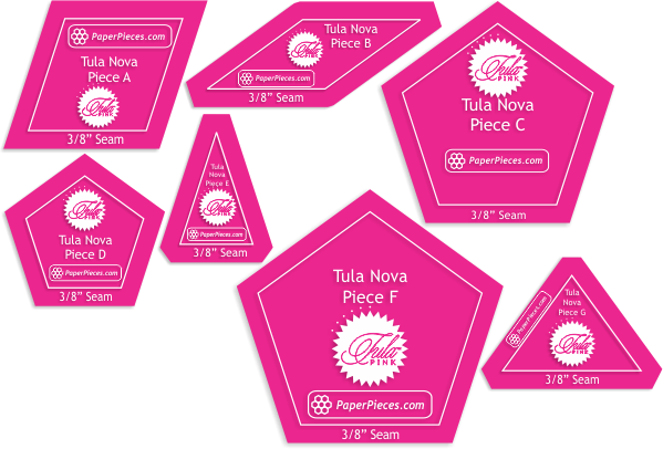 Tula Pink Tula Nova 7 Piece Acrylic Fabric Cutting Templates with 3/8" Seam Allowance