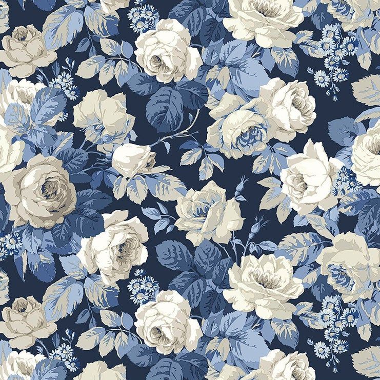 Sanderson Vintage Chelsea Blue Floral FreeSpirit Fabrics Cotton Fabric