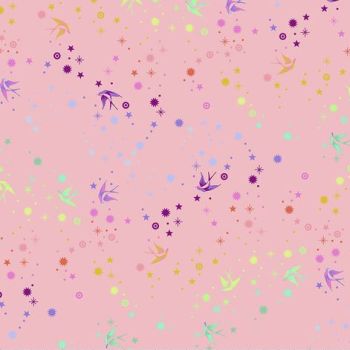 Tula Pink True Colors Fairy Dust Blush Swallows Spots Stars Cotton Fabric