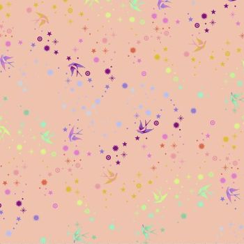 Tula Pink True Colors Fairy Dust Sherbet Swallows Spots Stars Cotton Fabric