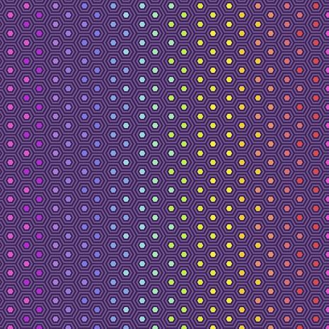 Tula Pink True Colors Hexy Rainbow Starling Ombre Hexagon Spot Cotton Fabric