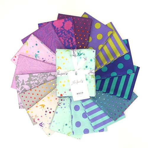 PRE-ORDER True Colors Tula Pink Peacock 16 Fat Quarter Bundle Cotton Fabric