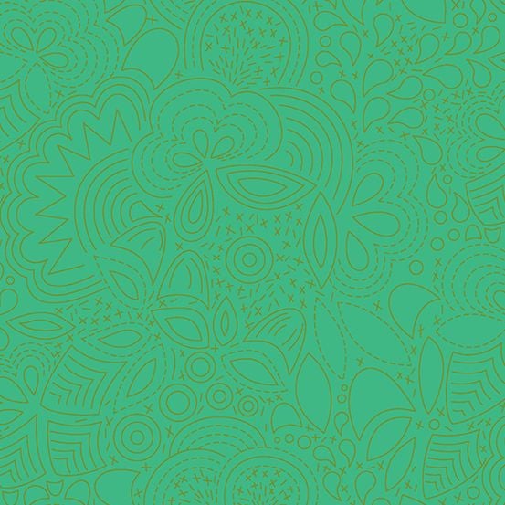 Sun Print 2020 Stitched Grasshopper Green Floral Geometric Alison Glass Cot