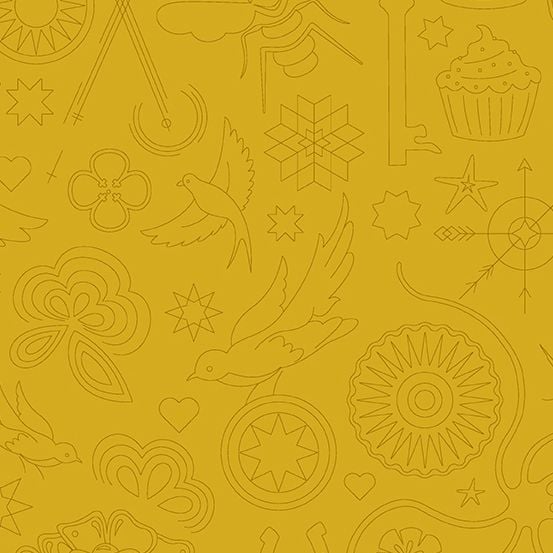 Sun Print 2020 Embroidery Yarrow Yellow Animal Icon Outline Alison Glass Co