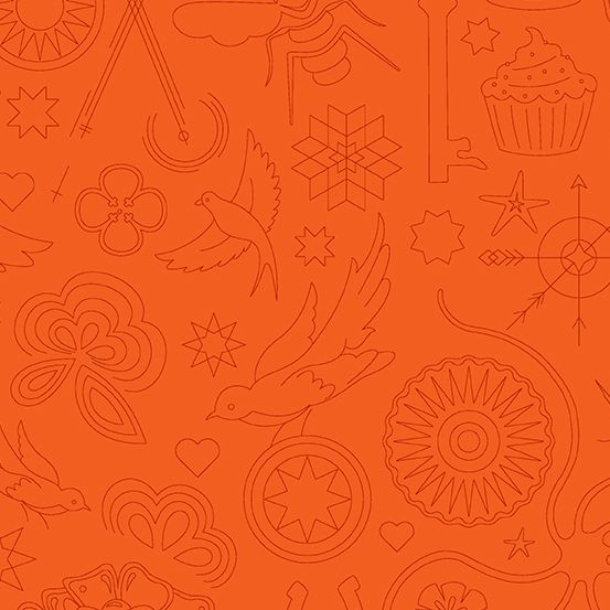 Sun Print 2020 Embroidery Pumpkin Orange Animal Icon Outline Alison Glass C