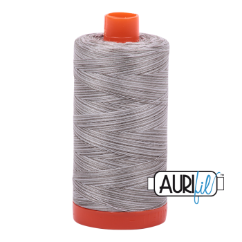 Aurifil 50wt Variegated Cotton Thread Large Spool 1300m 4670 Silver Fox