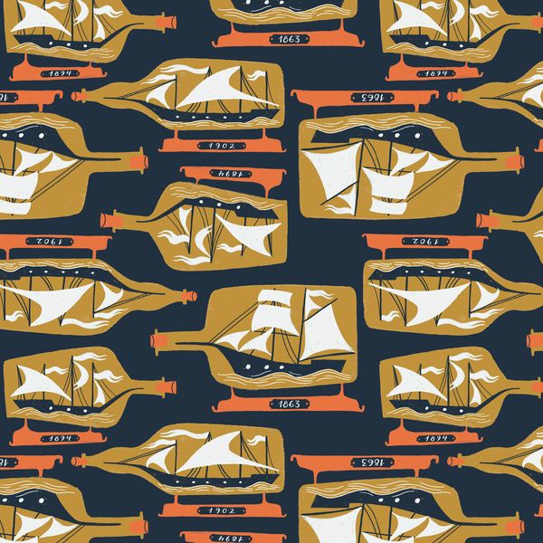 Sink or Swim Ship In A Bottle Blueprint Sailor Boat Sailing Navy Nautical R