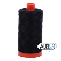 Aurifil 50wt Cotton Thread Large Spool 1300m 2692 Black