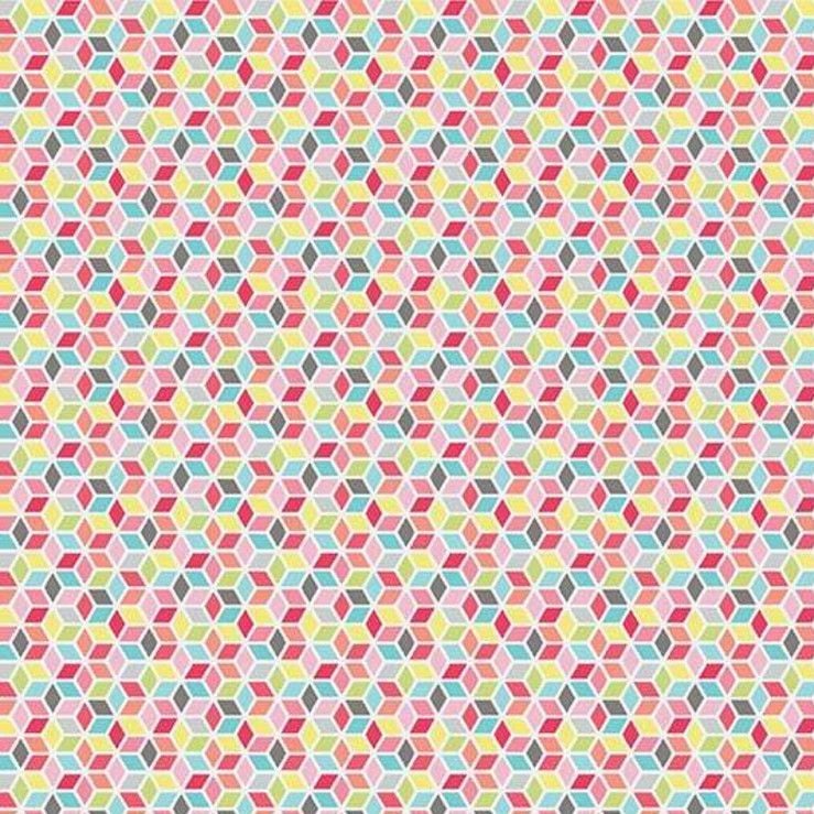 Paper Daisies Geometric Multi Diamonds Cotton Fabric