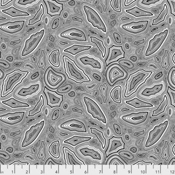 Tula Pink LINEWORK Mineral Paper Black White Monochrome Gem Crystal Cotton Fabric