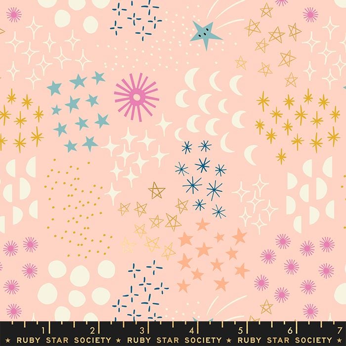Stellar Final Frontier Pale Peach Geometric Metallic Gold Ruby Star Society