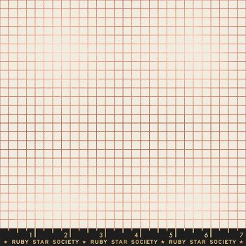 Grid Metallic Copper Cream Graph Paper Linear Ruby Star Society Kimberly Kight Cotton Fabric