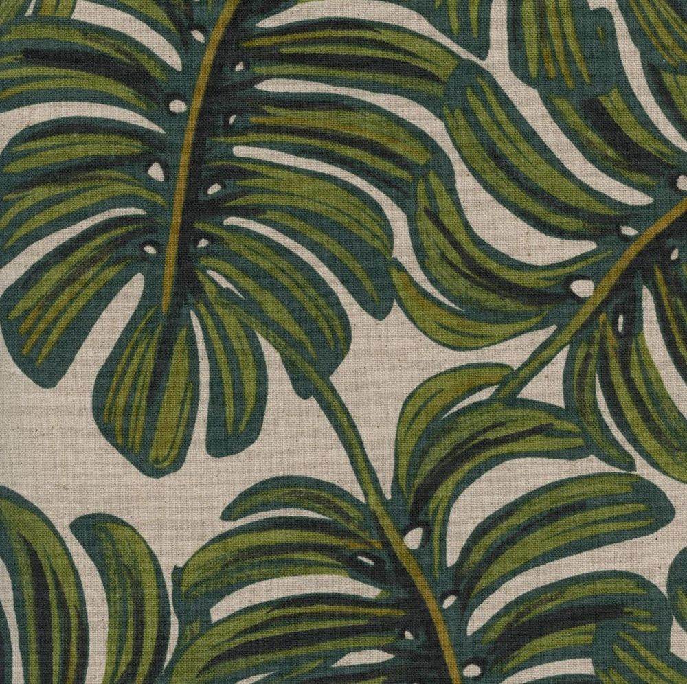 Rifle Paper Co Menagerie Monstera Natural Leaves Botanical Cotton Linen Can