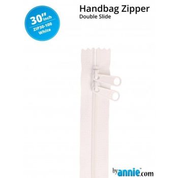 By Annie 30" Handbag Zipper Double Slide White Zip