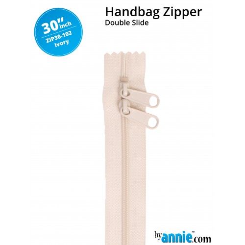 By Annie 30" Handbag Zipper Double Slide Ivory Zip