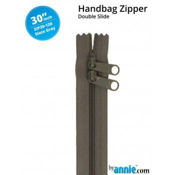 By Annie 30" Handbag Zipper Double Slide Slate Gray Zip