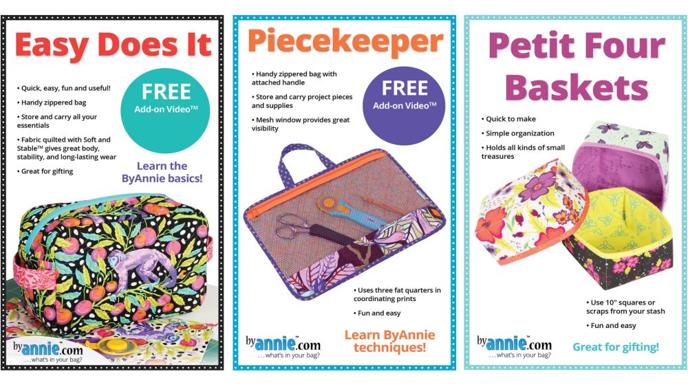 By Annie Beginner Bag Makers 3 Pattern Pack