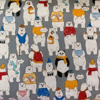 Polar Bear Grey Cool Dudes Polar Bears in Outfits Cosmo Tex Japan Cotton Linen Canvas Fabric
