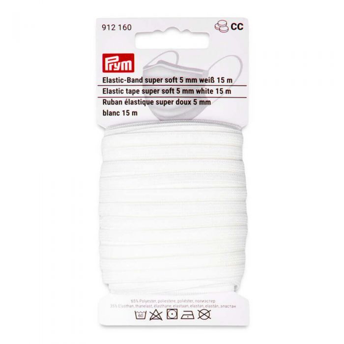 Prym Elastic Tape Super Soft White 5mm x 15m Pack