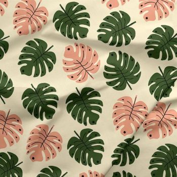 Green Thumb Girls Monstera Leaves Tropical Cheese Plant Leaf Botanical Cotton Fabric
