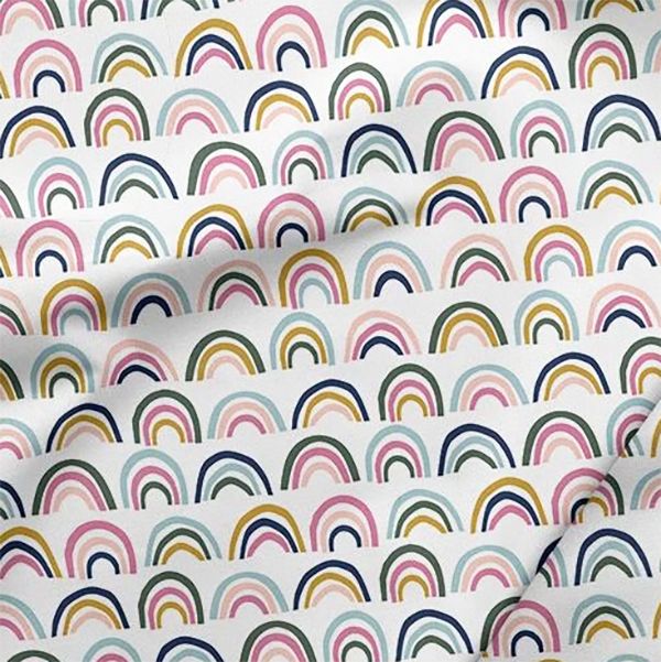 Over The Rainbow Doodle Mini Rainbows Multi Cotton Fabric