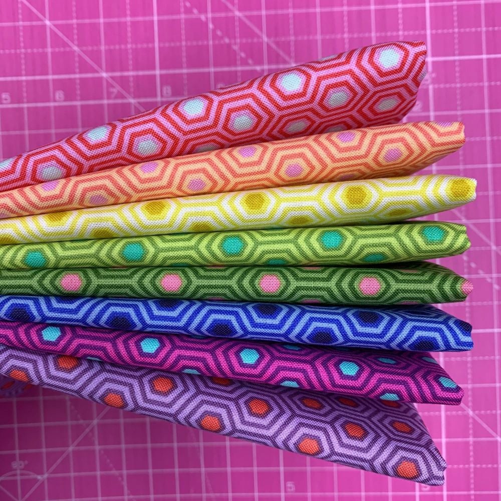 IN STOCK True Colors Hexy LJF Rainbow Tula Pink 8 Long Quarter 9 Inch Strip