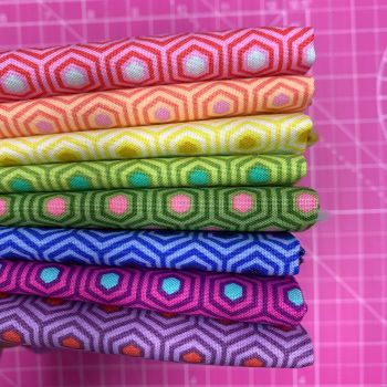 True Colors Hexy LJF Rainbow Tula Pink 8 Fat Quarter Bundle Cotton Fabric Cloth Stack