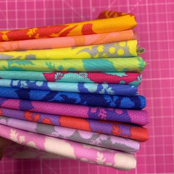 True Colors Wildflower LJF Rainbow Tula Pink 11 Fat Quarter Bundle Cotton Fabric Cloth Stack