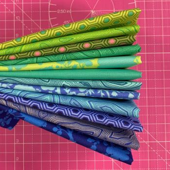 True Colors Rainforest Sky LJF Curated Rainbow Tula Pink 12 Long Quarter 9 Inch Strip Bundle Cotton Fabric Cloth Stack 