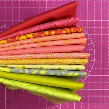 True Colors Sunset Boulevard LJF Curated Rainbow Tula Pink 12 Long Quarter 9 Inch Strip Bundle Cotton Fabric Cloth Stack 